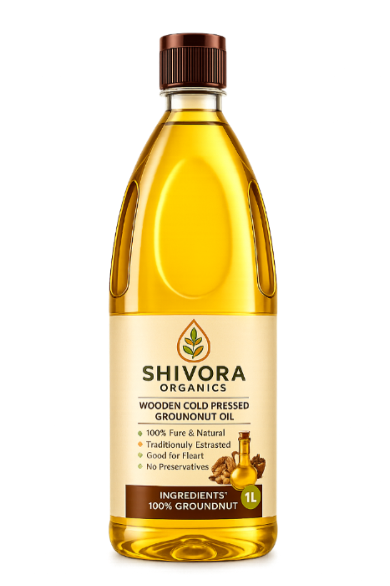 Wooden Cold Pressed Groundnut Oil — 100% Pure & Natural | Shivora Organics