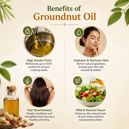 Wooden Cold Pressed Groundnut Oil — 100% Pure & Natural | Shivora Organics